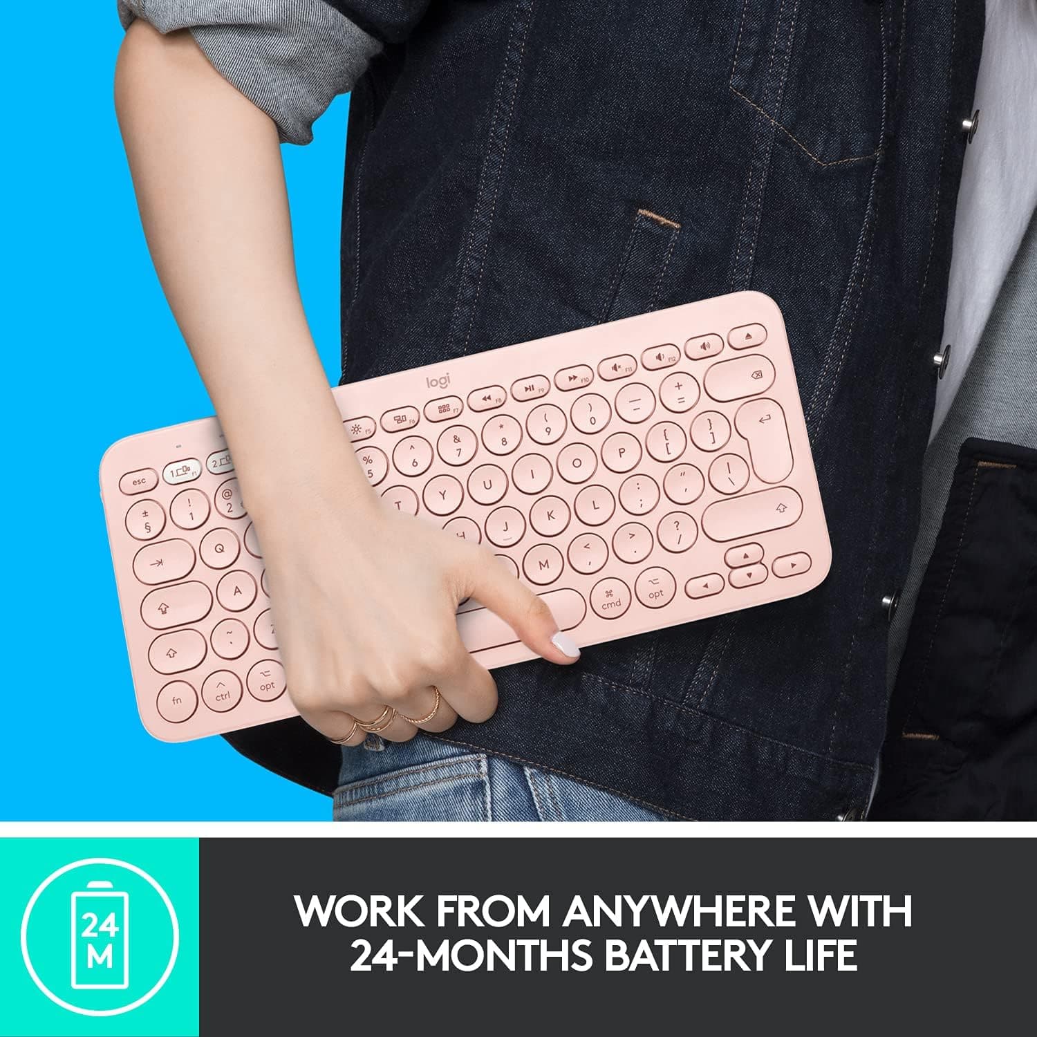 Buy Logitech,Logitech K380 Multi-Device Bluetooth Keyboard for Mac with Compact Slim Profile, Easy-Switch up to 3 Devices, Scissor Keys, 2 Year Battery, macOS/iOS/iPadOS, QWERTY UK English Layout - Rose - Gadcet | UK | London | Scotland | Wales| Near Me | Cheap | Pay In 3 | Keyboard & Mouse